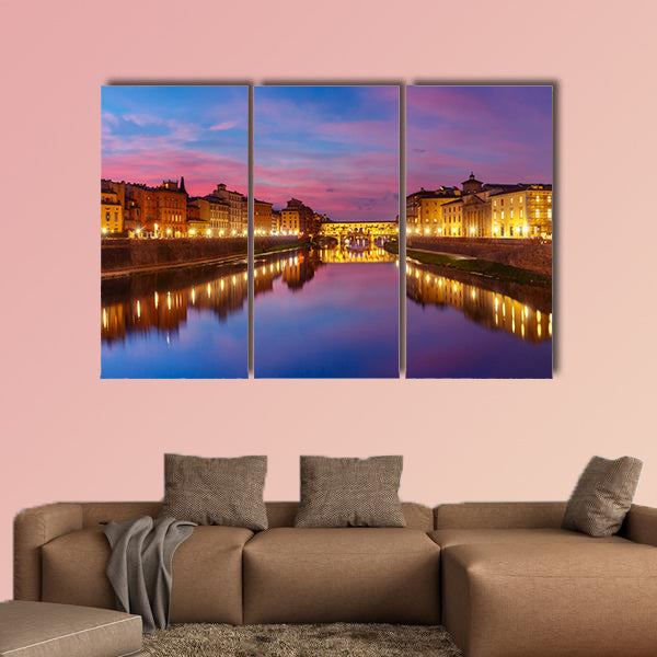 Panoramic view of River Arno in Florence, Tuscany, Italy multi panel canvas wall art