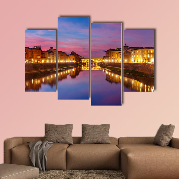 Panoramic view of River Arno in Florence, Tuscany, Italy multi panel canvas wall art