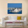 towers of Fort St Angelo from Upper Barrakka Gardens, view across the Grand Harbor, Valletta, Malta, Multi Panel Canvas Wall Art