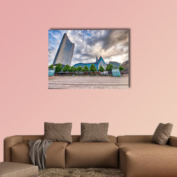 Tourists in Augustusplatz, Leipzig, Germany multi panel canvas wall art