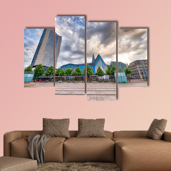 Tourists in Augustusplatz, Leipzig, Germany multi panel canvas wall art
