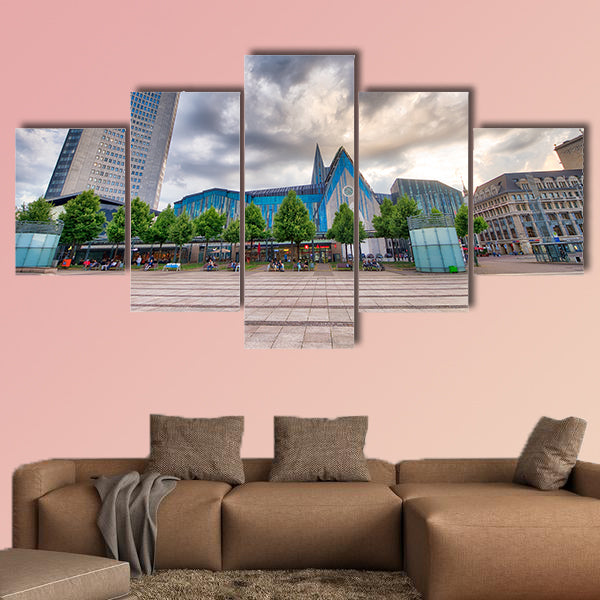 Tourists in Augustusplatz, Leipzig, Germany multi panel canvas wall art