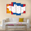 Map and flag of Mongolia. Vector illustration World map Multi panel canvas wall art