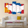 Map and flag of Mongolia. Vector illustration World map Multi panel canvas wall art