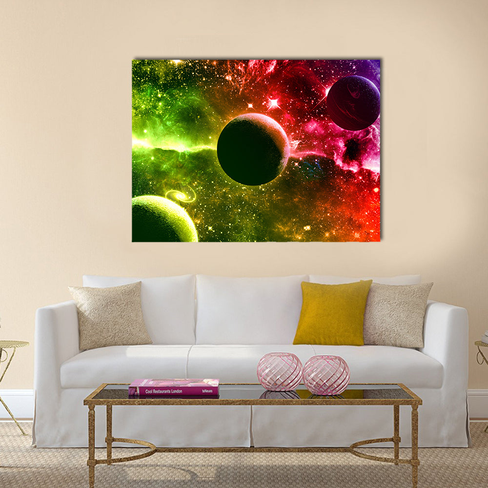 Universe galaxy nebula stars and planets Multi Panel Canvas Wall Art
