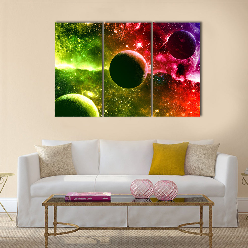 Universe galaxy nebula stars and planets Multi Panel Canvas Wall Art