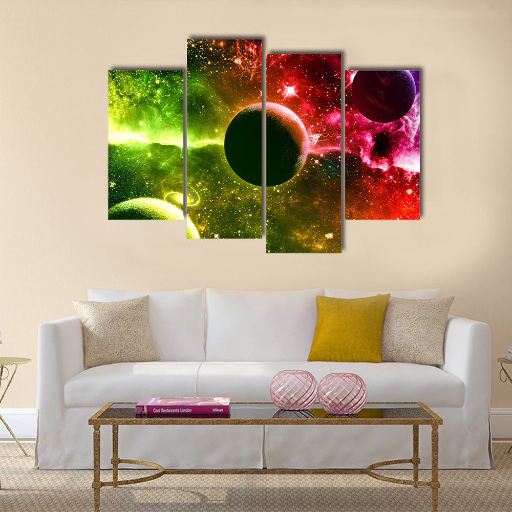Universe galaxy nebula stars and planets Multi Panel Canvas Wall Art