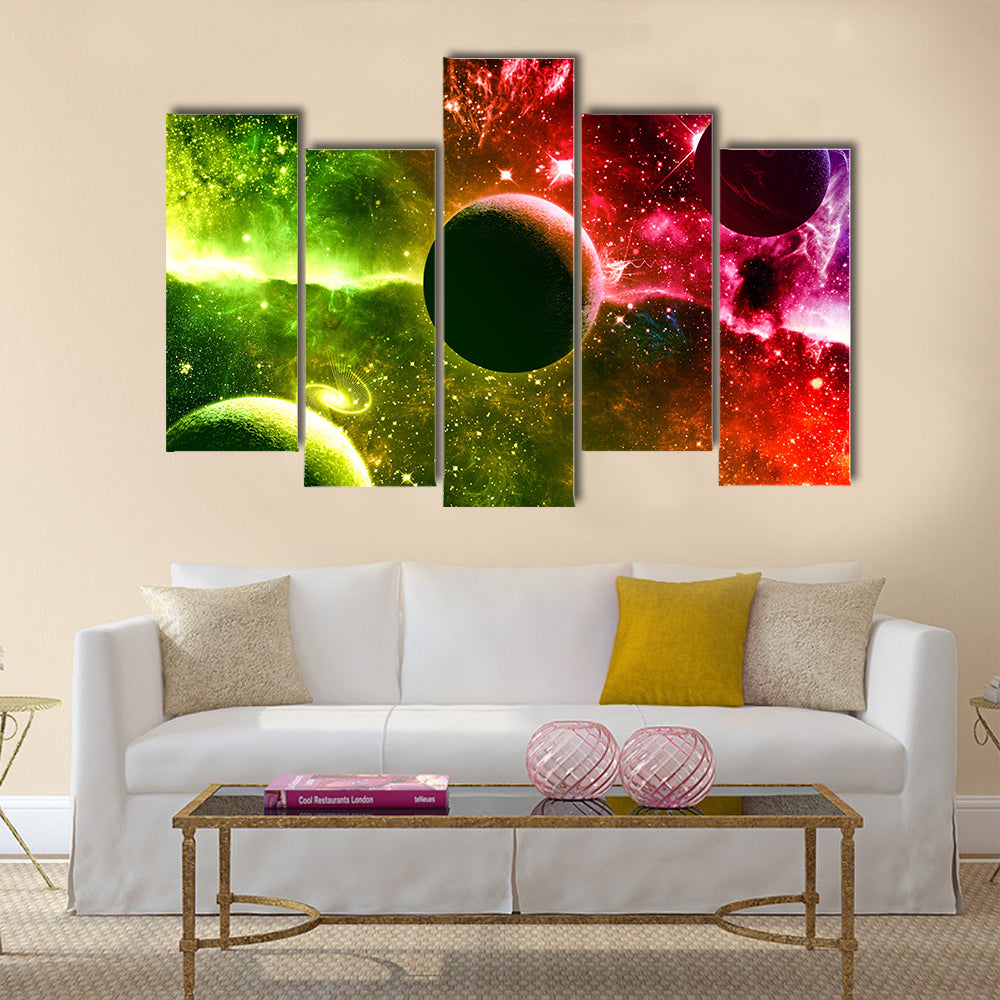 Universe galaxy nebula stars and planets Multi Panel Canvas Wall Art