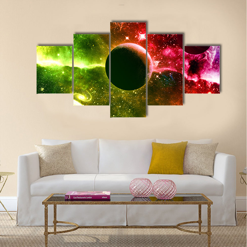 Universe galaxy nebula stars and planets Multi Panel Canvas Wall Art