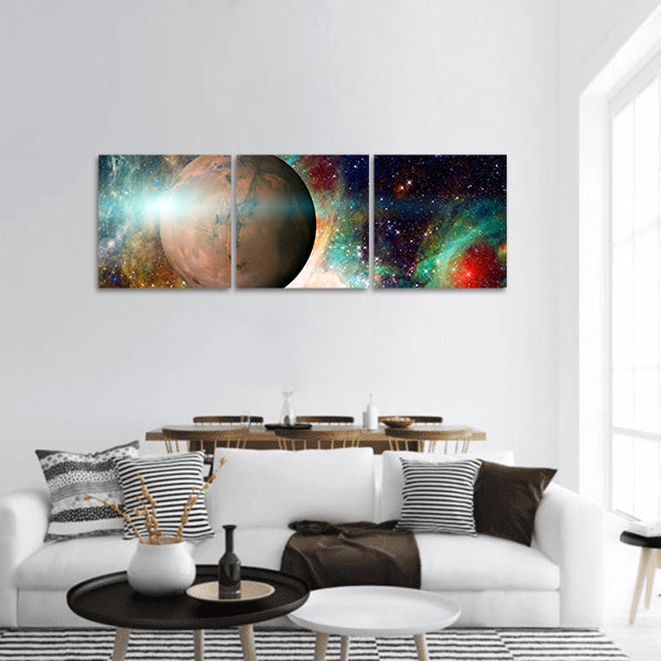 Planet Mars in the solar system panoramic canvas wall art