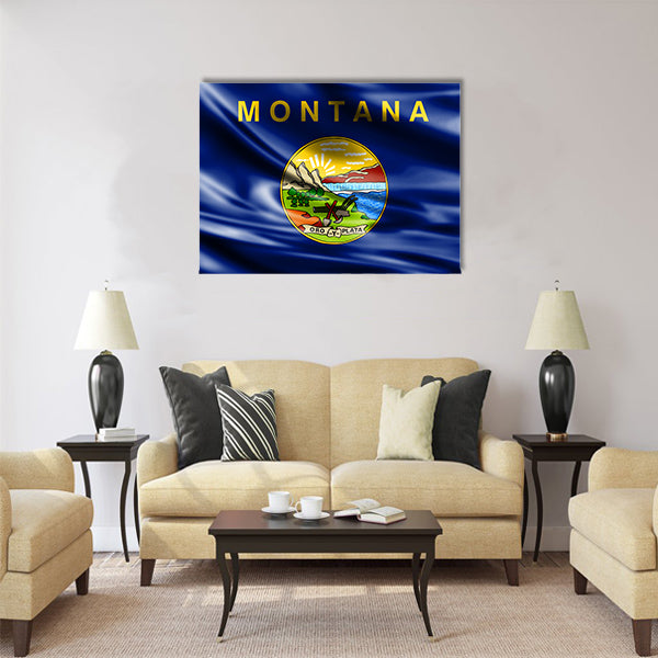 Flags from the USA on fabric Multi panel canvas wall art