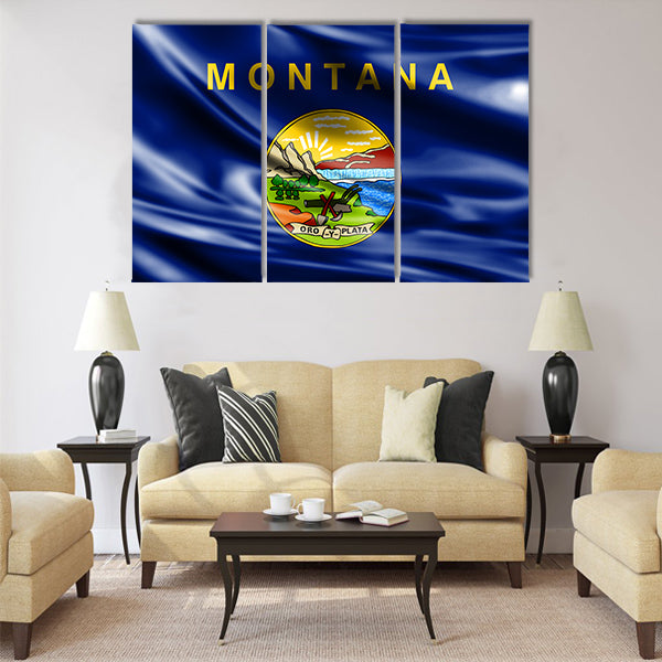 Flags from the USA on fabric Multi panel canvas wall art