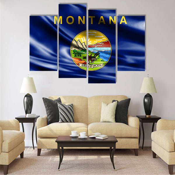 Flags from the USA on fabric Multi panel canvas wall art