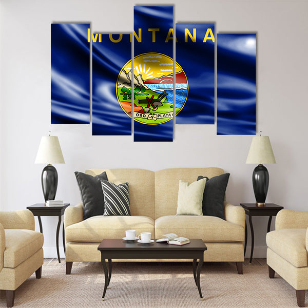 Flags from the USA on fabric Multi panel canvas wall art