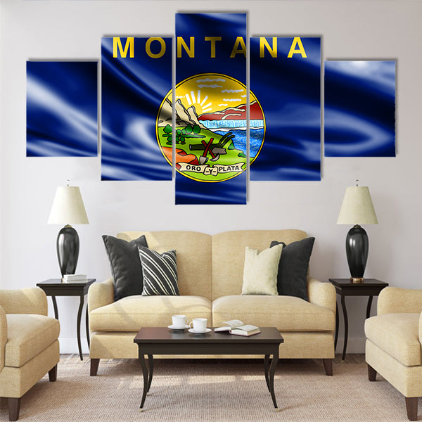 Flags from the USA on fabric Multi panel canvas wall art