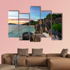  Romantic sunset on paradise beach, multi panel canvas wall art