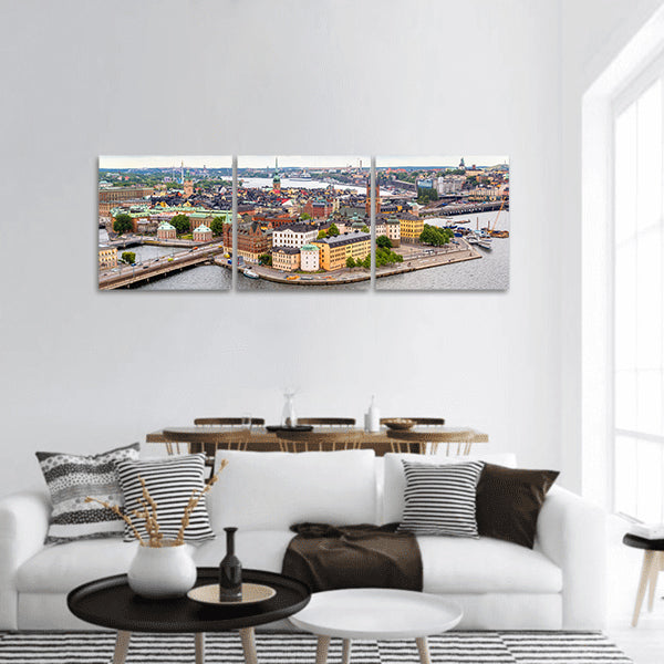 Old Town in Stockholm, Sweden in a summer day panoramic canvas wall art