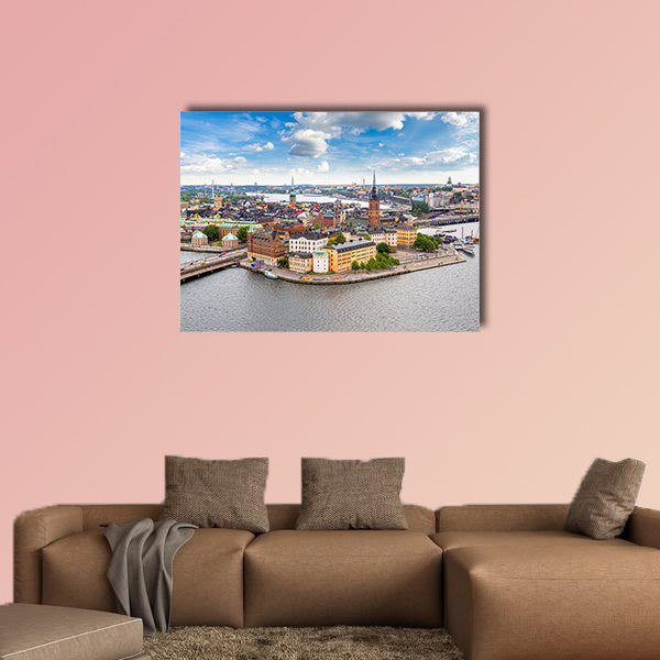 Panoramic view of Old Town (Gamla Stan) in Stockholm multi panel canvas wall art