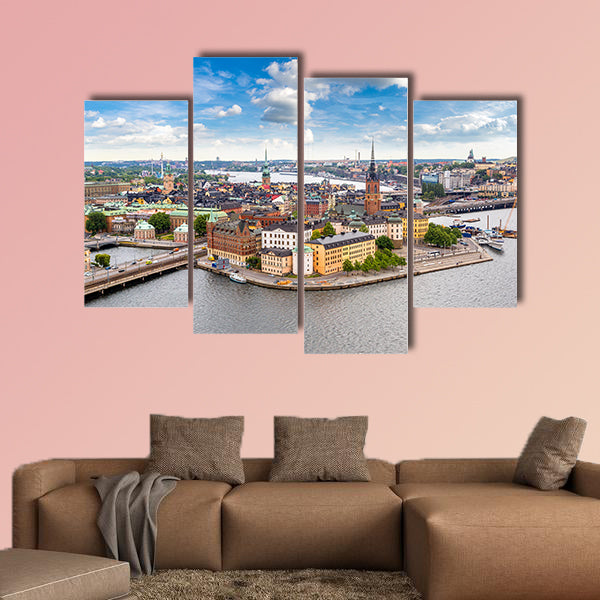 Panoramic view of Old Town (Gamla Stan) in Stockholm multi panel canvas wall art