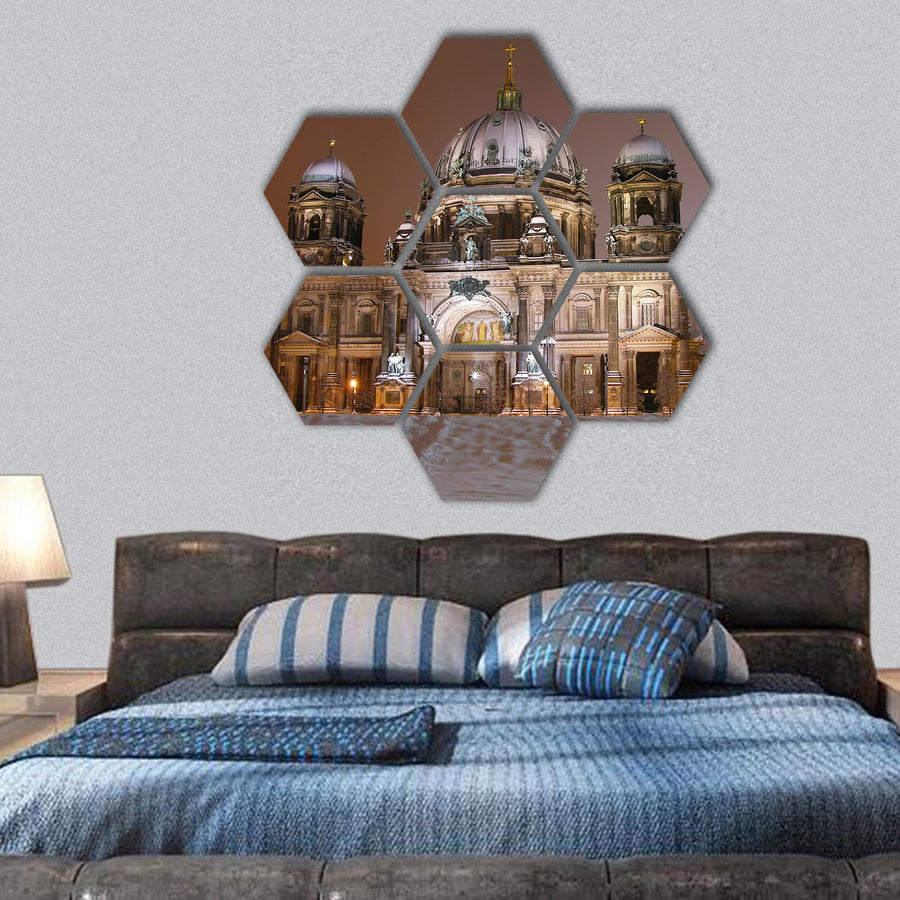 Berlin Cathedral in winter, Germany hexagonal canvas wall art