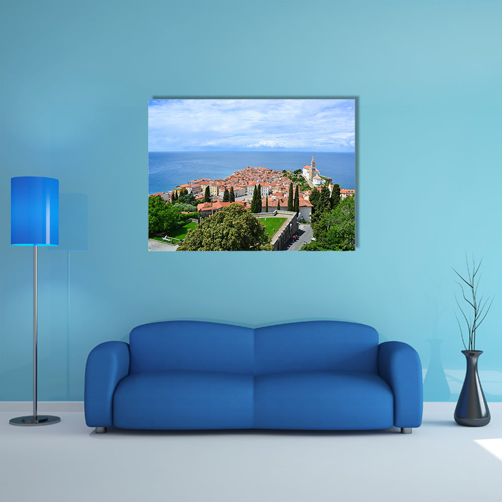 View of Piran town in Slovenia multi panel canvas wall art