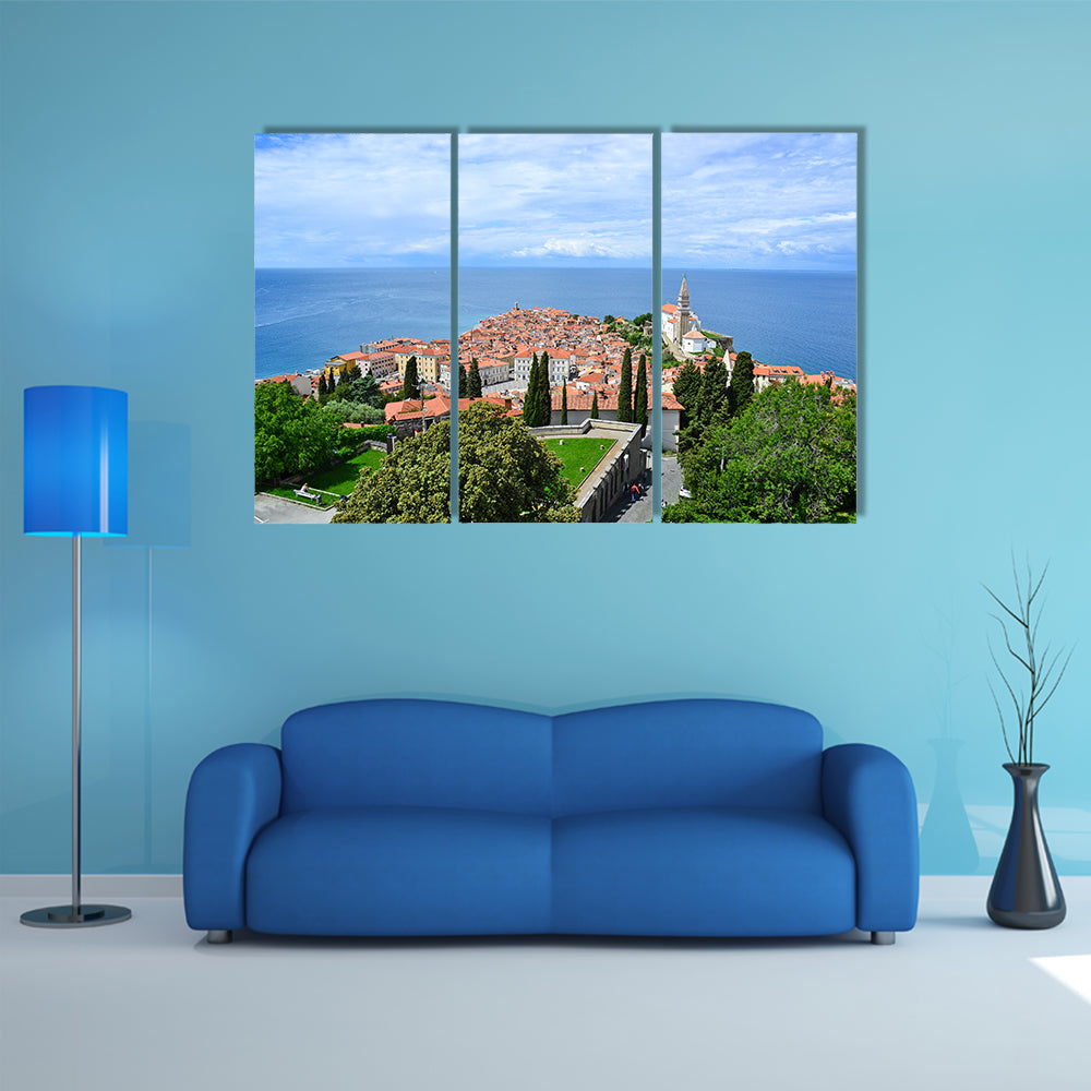 View of Piran town in Slovenia multi panel canvas wall art