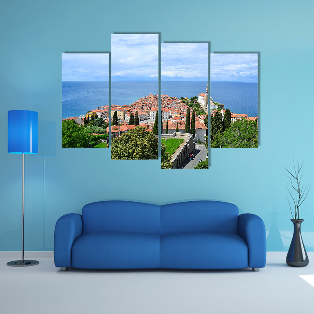 View of Piran town in Slovenia multi panel canvas wall art