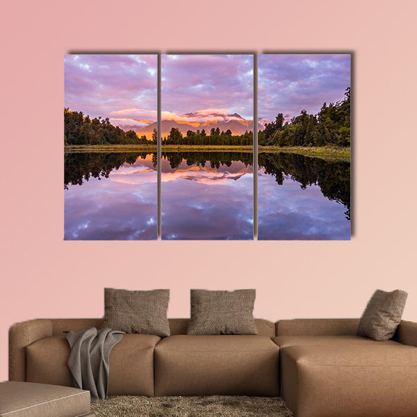 Lake Matheson, located near the Fox Glacier in New Zealand multi panel canvas wall art