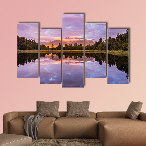 Lake Matheson, located near the Fox Glacier in New Zealand multi panel canvas wall art