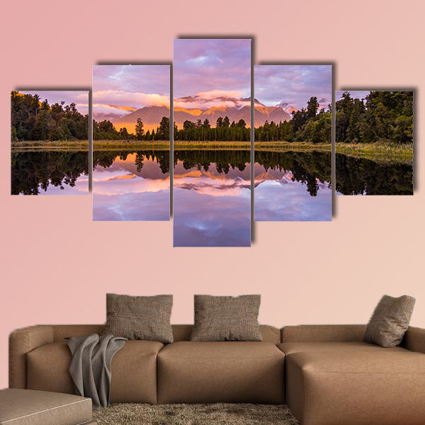 Lake Matheson, located near the Fox Glacier in New Zealand multi panel canvas wall art