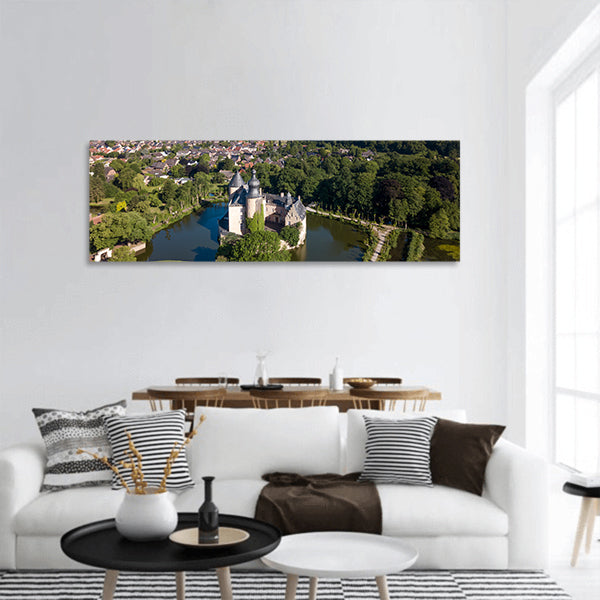 Aerial view of castle Gemen in Nordrhein-Westfalen, Germany panoramic canvas wall art