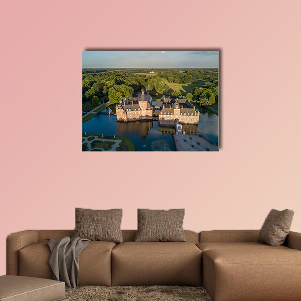 Aerial view of Anholt castle in Isselburg, Germany multi panel canvas wall art