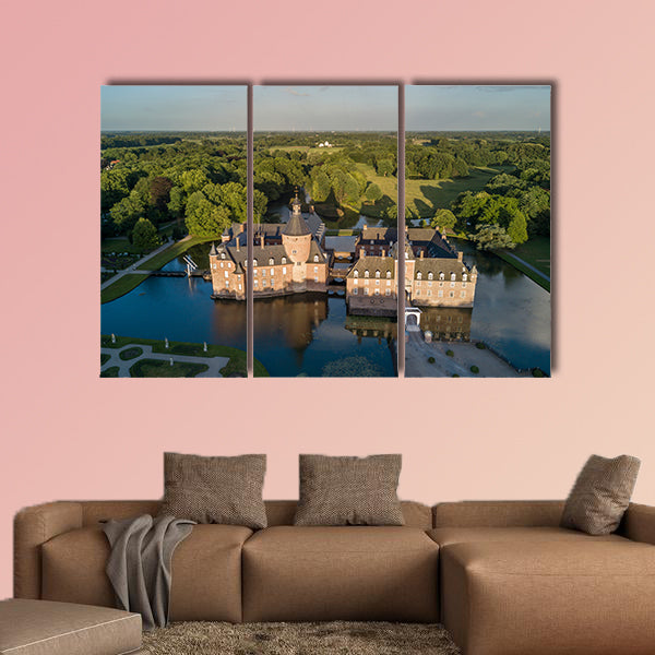 Aerial view of Anholt castle in Isselburg, Germany multi panel canvas wall art