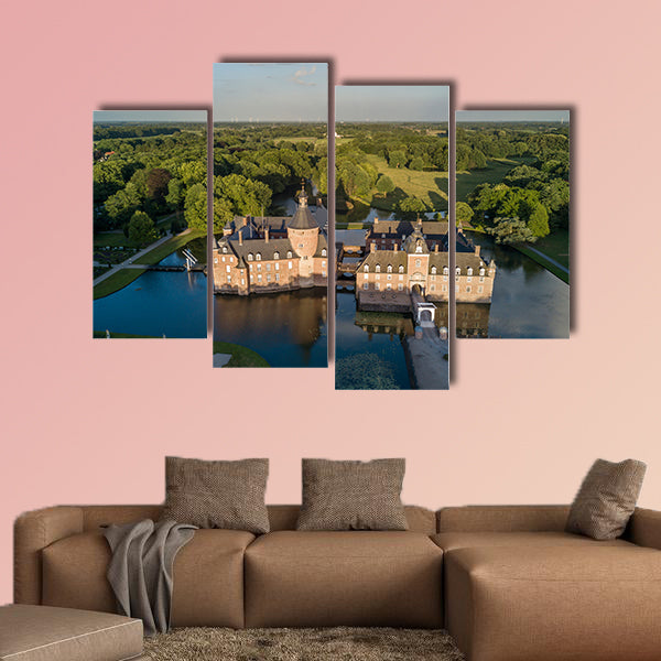 Aerial view of Anholt castle in Isselburg, Germany multi panel canvas wall art