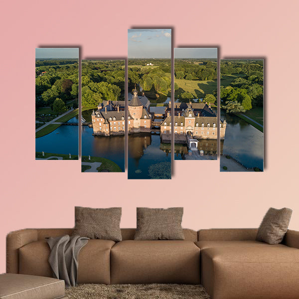 Aerial view of Anholt castle in Isselburg, Germany multi panel canvas wall art