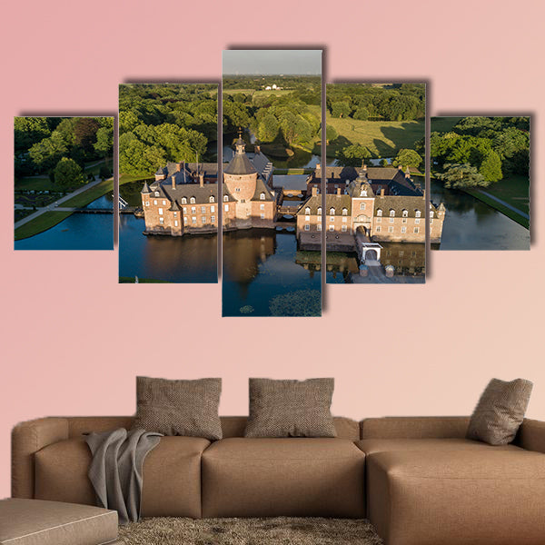 Aerial view of Anholt castle in Isselburg, Germany multi panel canvas wall art