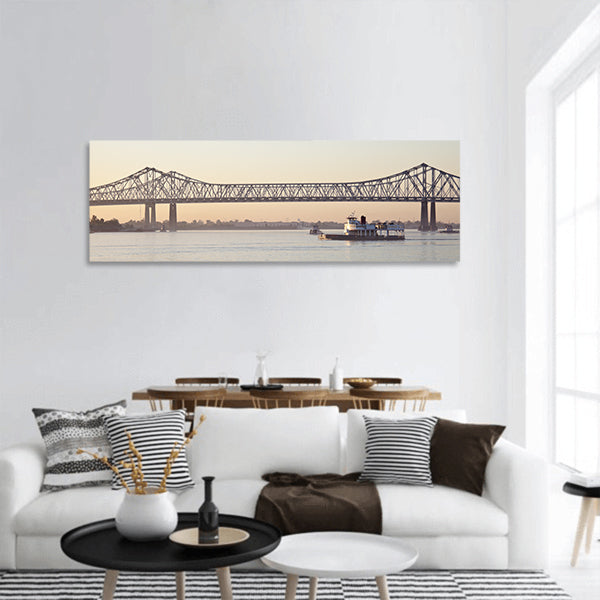 Bridge on Mississippi River in New Orleans, Louisiana Panoramic Canvas Wall Art