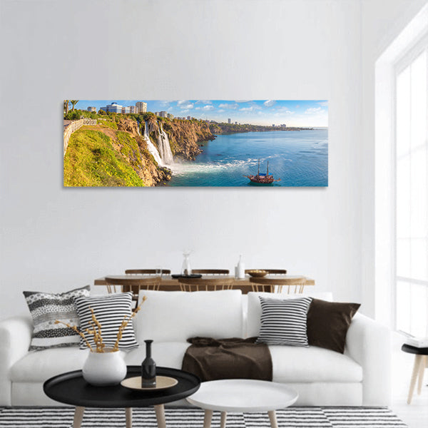 Duden waterfall in Antalya panoramic canvas wall art
