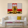 Physical version of Bitcoin Poland Flag multi panel canvas wall art