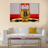 Physical version of Bitcoin Poland Flag multi panel canvas wall art