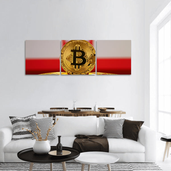 Physical version of Bitcoin panoramic canvas wall art