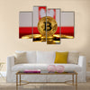 Physical version of Bitcoin Poland Flag multi panel canvas wall art