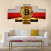 Physical version of Bitcoin Poland Flag multi panel canvas wall art