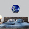 Spaceman running fast hexagonal canvas wall art