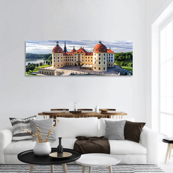 Moritzburg castle in Saxony - Aerial view panoramic canvas wall art