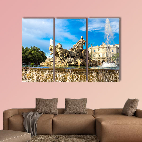 Cibeles fountain at Plaza de Cibeles in Madrid in a beautiful wall art