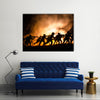 Military silhouettes of soldiers Multi panel canvas wall art