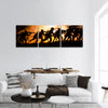 Military silhouettes of soldiers , foggy sky Battle scene panoramic canvas wall art