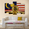 Physical version of Bitcoin Malaysia Flag multi panel canvas wall art