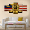 Physical version of Bitcoin Malaysia Flag multi panel canvas wall art